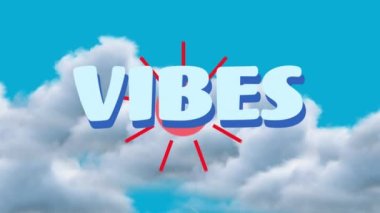 Gökyüzünde bulutlarla yazılmış titreşimlerin animasyonu. küresel sosyal medya, bağlantılar ve dijital arayüz konsepti dijital olarak oluşturulmuş video.