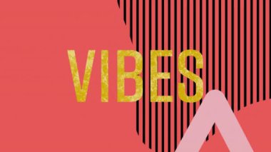 Pembe arkaplandaki şekillerin üzerindeki titreşimlerin animasyonu. küresel sosyal medya, bağlantılar ve dijital arayüz konsepti dijital olarak oluşturulmuş video.