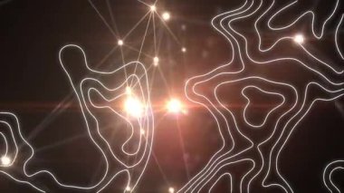 Beyaz çizgilerin animasyonu ve siyah arkaplan üzerindeki bağlantı ağı. küresel bağlantılar, veri işleme ve dijital arayüz konsepti dijital olarak oluşturulmuş video.