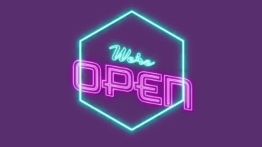 Neon şekiller üzerinde açık metinleriz. Sosyal medya ve iletişim arayüzü kavramı dijital olarak oluşturulmuş video.