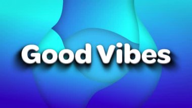 Mavi arkaplandaki şekiller üzerinden iyi titreşimlerin animasyonu. küresel sosyal medya, bağlantılar ve dijital arayüz konsepti dijital olarak oluşturulmuş video.