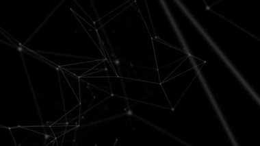 Siyah arkaplanda takımyıldızların ve dijital şekillerin canlandırılması. küresel bağlantılar, teknoloji ve dijital arayüz konsepti dijital olarak oluşturulmuş video.