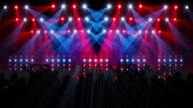 Müzik kulübünde ve ışıklarda dans eden kalabalık animasyonu. müzik ve eğlence konsepti dijital olarak oluşturulmuş video.