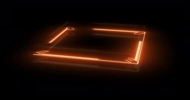 Siyah arkaplanda turuncu neon boks ringi animasyonu. global spor ve dijital arayüz konsepti dijital olarak oluşturulmuş video.