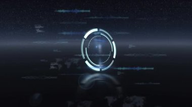 Hareket eden ekranlarda veri işleme animasyonu. küresel bağlantılar, iş dünyası, dijital arayüz, teknoloji ve ağ konsepti dijital olarak oluşturulmuş video.