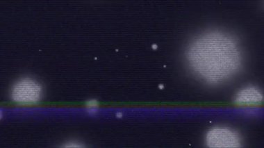 Siyah arkaplanda parlayan noktaların üzerindeki parazitin canlandırması. küresel dijital arayüz, veri işleme ve teknoloji konsepti dijital olarak oluşturulmuş video.