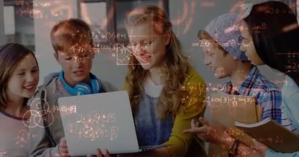 Animation Mathematical Formulas Students Using Computers Education Learning Concept Digitally — Stockvideo