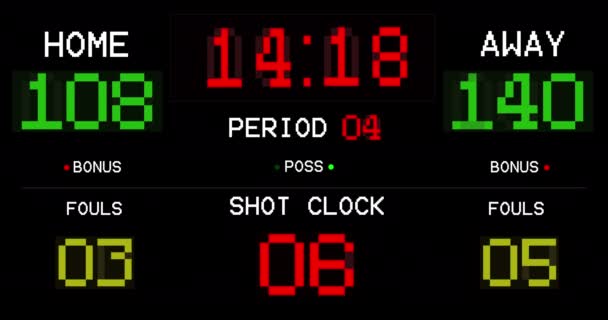 Animatie Van Informatie Het Scorebord Van Sportwedstrijden Teamsport Wedstrijdconcept Digitaal — Stockvideo