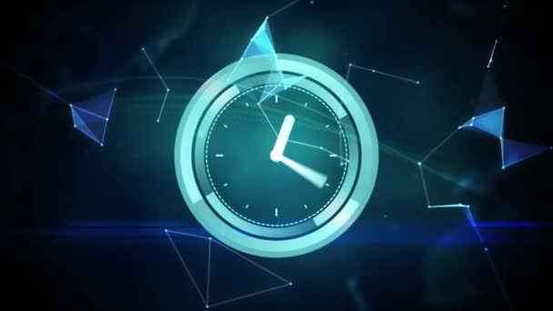 Animazione Rete Connessioni Orologio Movimento Globo Sfondo Nero Connessioni Globali — Video Stock