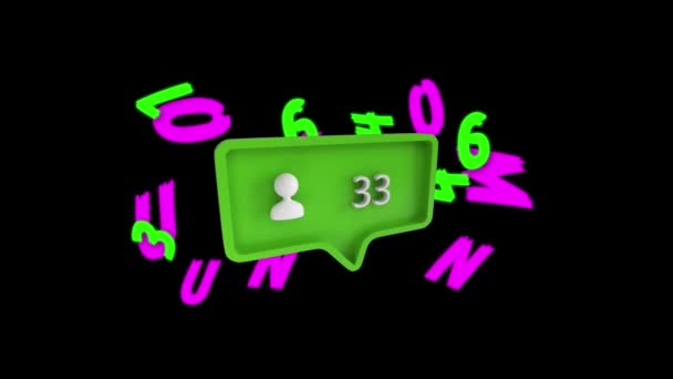 Animación Número Creciente Usuarios Sobre Cambio Números Letras Fondo Negro — Vídeos de Stock