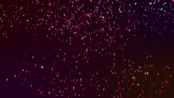 Анимация Конфетти Черном Фоне День Рождения Вечеринка Празднование Концепции Цифрового — стоковое видео