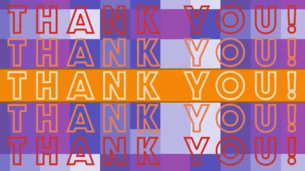 Animation Thank You Text Repeated Colorful Squares Global Social Media — Stockvideo