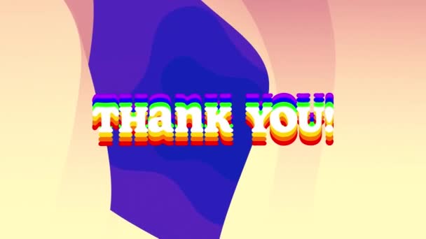 Animation Thank You Text Yellows Hapes Moving Blue Background Video — 图库视频影像
