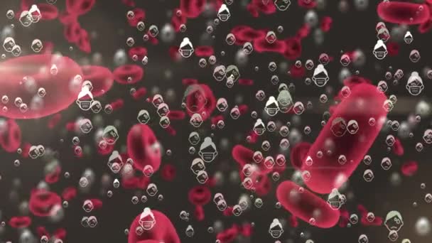 Animación Caída Covid Iconos Células Mundial Covid Pandemia Medicina Servicios — Vídeo de stock