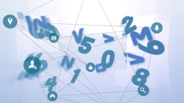 Анімація Мережі Єднань Над Зміною Чисел Світло Блакитному Фоні Соціальні — стокове відео
