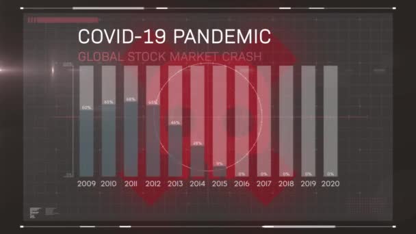Animation Statistics Black Background Global Covid Pandemic Concept Digitally Generated — Stockvideo