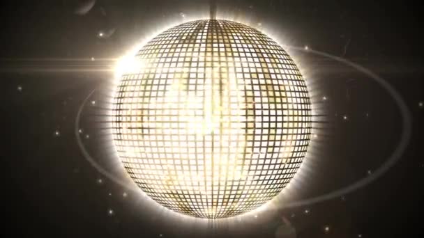 Animation Spinning Disco Ball Glowing Lights Music Entertainment Concept Digitally — Stock Video