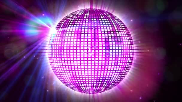 Animacja Wirującej Kuli Disco Świecących Świateł Koncepcja Muzyki Rozrywki Wideo — Wideo stockowe