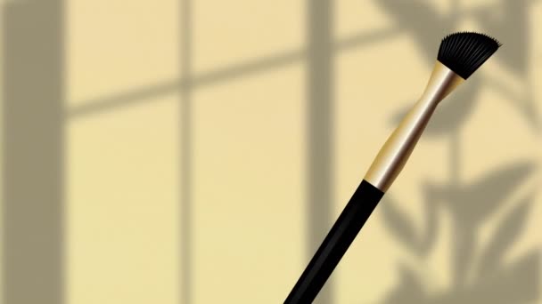 Animación Del Pincel Maquillaje Sobre Sombra Pared Diseño Moda Estilo — Vídeos de Stock
