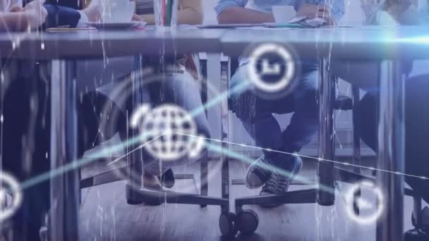 Animacja Sieci Połączeń Różnych Biznesmenach Pracujących Biurze Globalne Połączenia Współpraca — Wideo stockowe