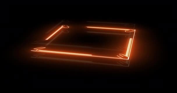 Animation Orange Neon Boxing Ring Black Background Global Sports Digital — 图库视频影像