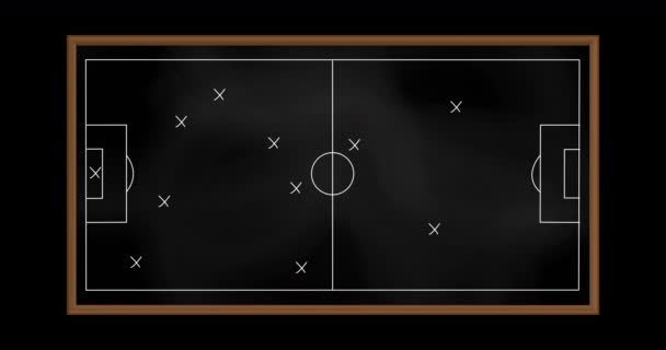 Animatie Van Het Voetbalplan Schoolbord Sport Competitie Entertainment Technologieconcept Digitaal — Stockvideo