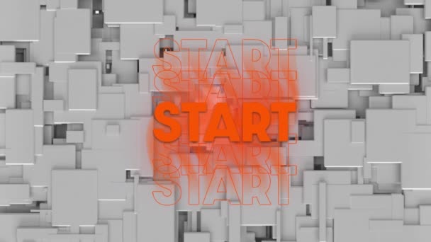 Animation Start Text White Moving Squares Social Media Communication Interface — Stock Video