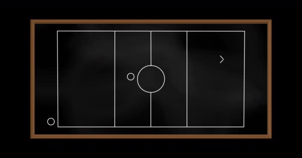黒板にサッカーの試合計画のアニメーション スポーツ エンターテイメント テクノロジーのコンセプトデジタル複合画像 — ストック動画