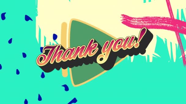 Animation Thank You Text Shapes Green Background Global Social Media — Stock Video