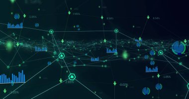 Bağlantı ağı üzerinden kaydedilen istatistiklerin resmi. küresel teknoloji iletişim dijital arayüz konsepti dijital olarak oluşturulmuş görüntü.