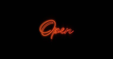 Siyah arkaplana karşı yükselen turuncu açık neon reklam panosu