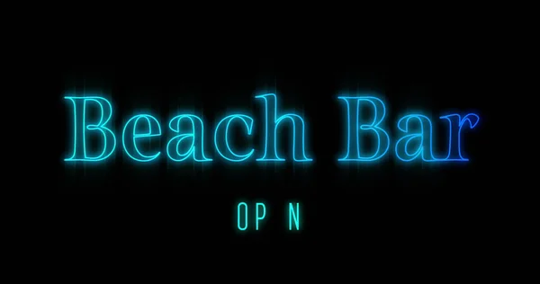 Bild Der Blauen Auftauchenden Beach Bar Neon Plakatwand Vor Schwarzem — Stockfoto