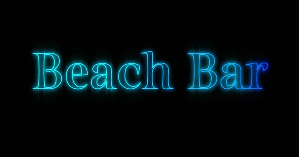 Изображение Неонового Рекламного Щита Emerging Blue Beach Bar Черном Фоне — стоковое фото