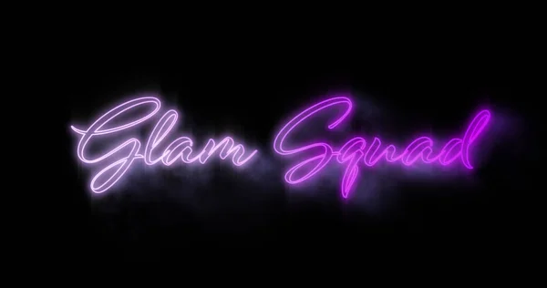 Image Emerging Purple Glam Squad Neon Billboard Black Background — Stockfoto