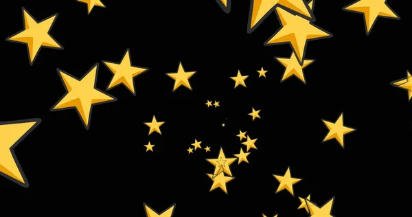 Image Gold Stars Moving Flashing Black Background Christmas New Year — Foto Stock