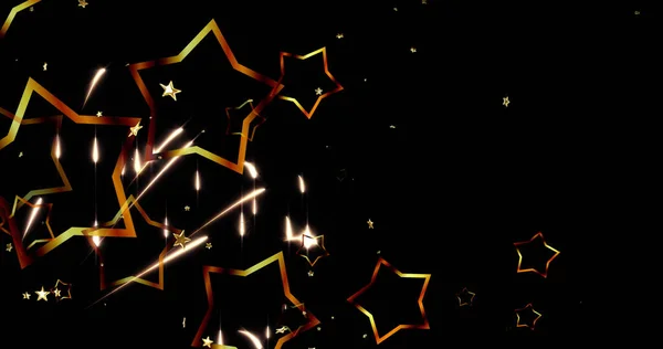 Image Gold Stars Christmas New Year Fireworks Night Sky Christmas — Zdjęcie stockowe