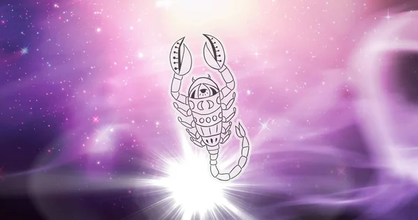 Image Symbole Signe Étoile Scorpion Sur Des Étoiles Brillantes Horoscope — Photo