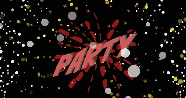 Image Party Text Pink Red Explosion White Yellow Light Spots — Stock Photo, Image