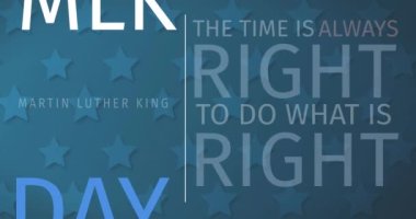 Mutlu Martin Luther King 'in Animasyonu Yıldızlar Üzerindeki Gündüz Mesajı. Martin Luther King Günü ve dijital olarak üretilen video konsepti.