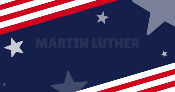 Animation Happy Martin Luther King Day Text American Flag Martin — стокове відео