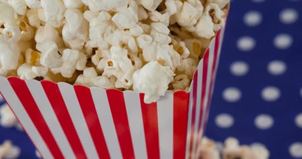 Animation Box Popcorn White Spots National Popcorn Day Celebration Concept — стоковое видео