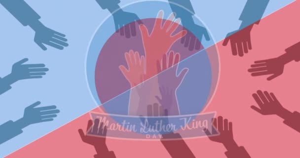 Animation Happy Martin Luther King Day Text Hands Martin Luther — Wideo stockowe