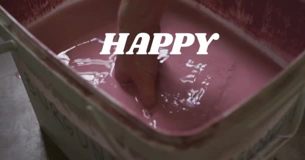 Animation Happy Hobby Month Text Hands Caucasian Man Forming Pottery — Stock videók