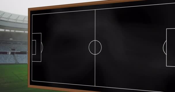 Animatie Van Het Spelplan Aan Boord Van Het Sportstadion Wereldwijd — Stockvideo