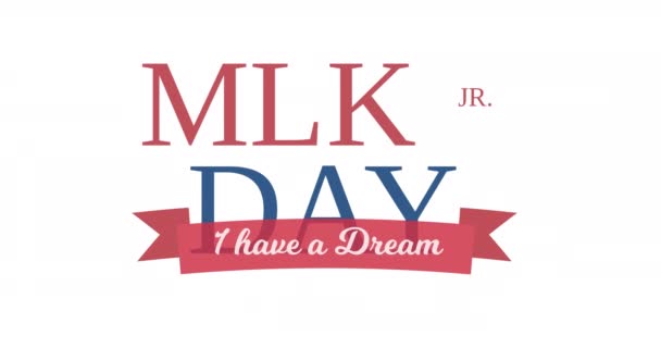 Animação Feliz Martin Luther King Day Texto Sobre Fundo Branco — Vídeo de Stock