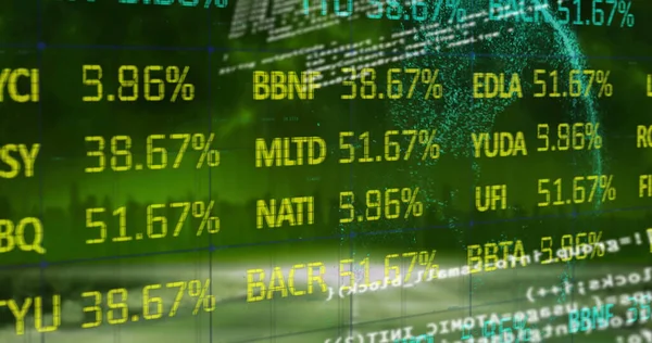 Obrázek Zpracování Dat Akciového Trhu Nad Městem Globální Obchod Finance — Stock fotografie