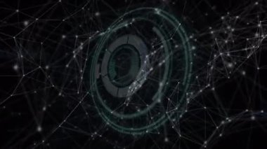 Bağlantı ağı üzerinden tarama alanının animasyonu. küresel iş, finans, bağlantılar ve dijital arayüz konsepti dijital olarak oluşturulmuş video.