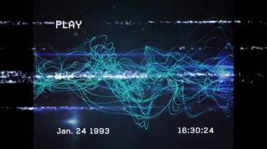 Işık noktaları ve ışık yolları üzerindeki parazitlenme. veri işleme ve dijital arayüz kavramı dijital olarak oluşturulmuş video.