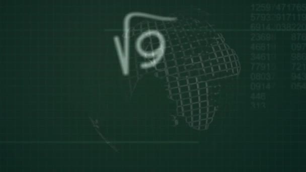 Animación Ecuaciones Matemáticas Globo Sobre Fondo Negro Educación Global Conexiones — Vídeos de Stock