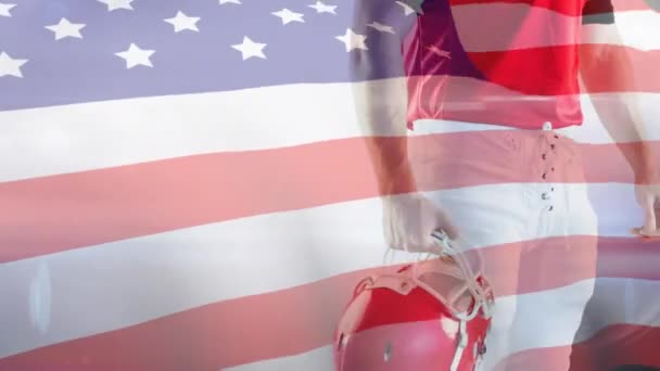 Animatie Van Amerikaanse Vlag Zwevend Het Midden Van Kaukasische Amerikaanse — Stockvideo